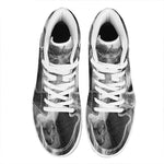 Monochrome Horse Print High Top Leather Sneakers
