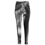 Monochrome Horse Print High-Waisted Pocket Leggings