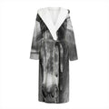 Monochrome Horse Print Hooded Bathrobe