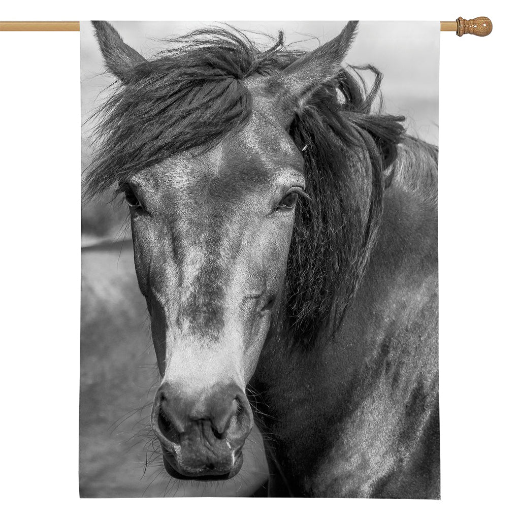 Monochrome Horse Print House Flag