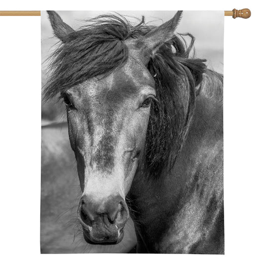 Monochrome Horse Print House Flag