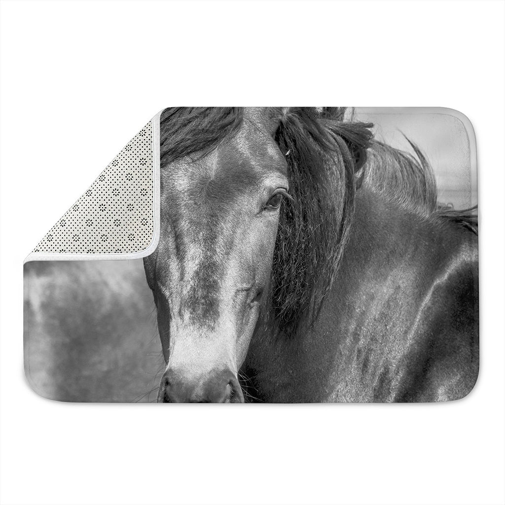 Monochrome Horse Print Indoor Door Mat