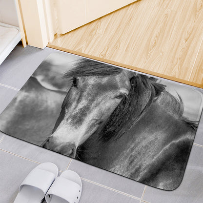 Monochrome Horse Print Indoor Door Mat