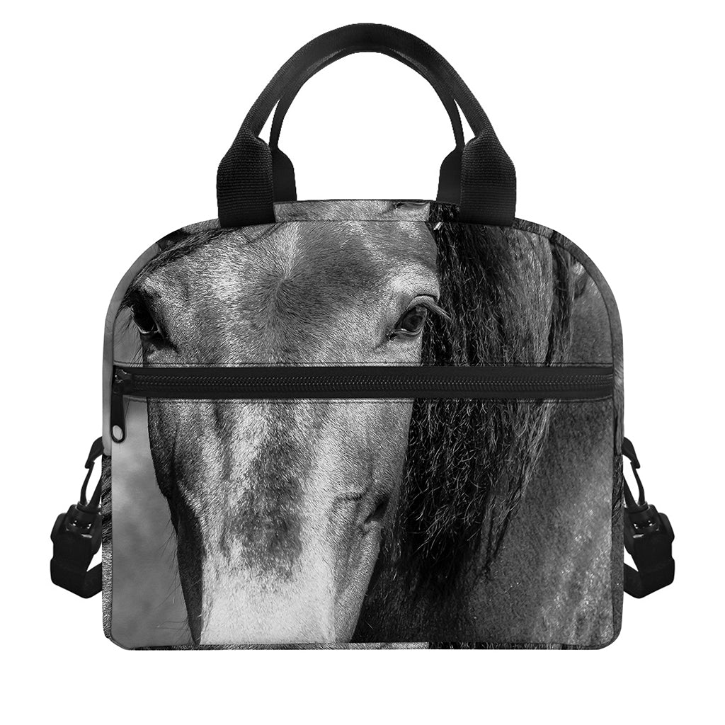 Monochrome Horse Print Insulated Lunch Bag