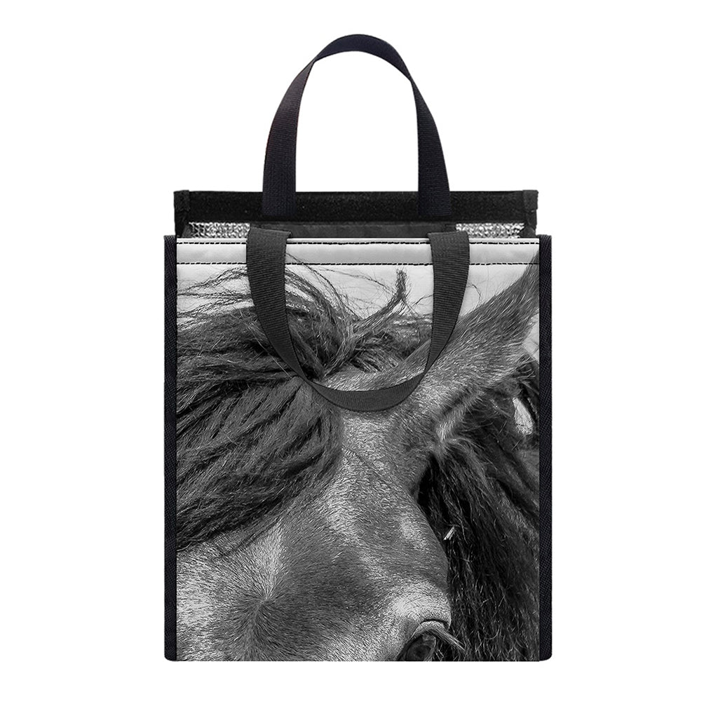 Monochrome Horse Print Insulated Lunch Tote