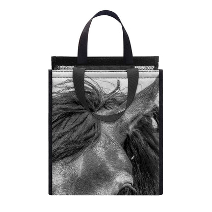 Monochrome Horse Print Insulated Lunch Tote