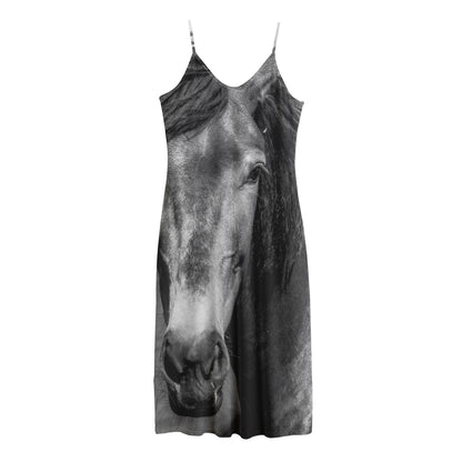 Monochrome Horse Print Jersey Midi Cami Dress