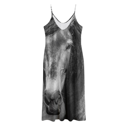Monochrome Horse Print Jersey Midi Cami Dress