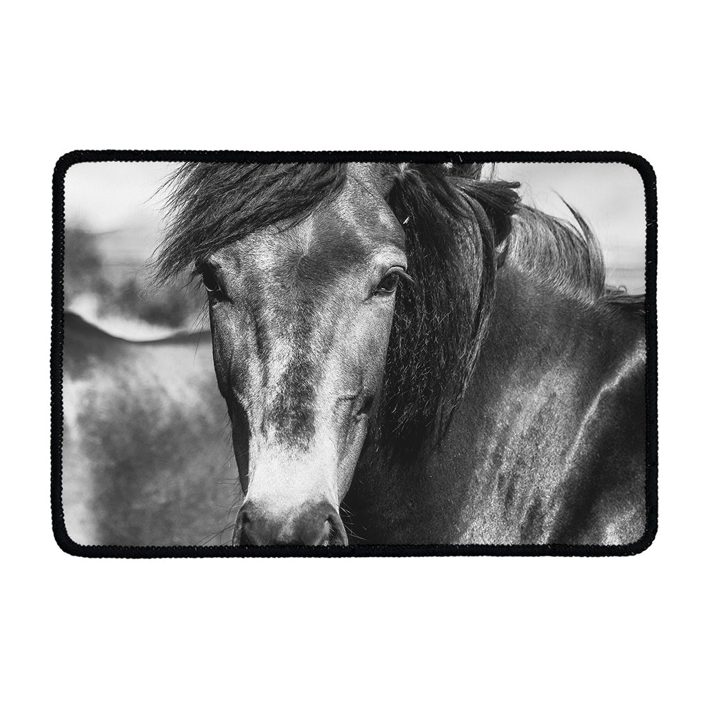 Monochrome Horse Print Kitchen Mat