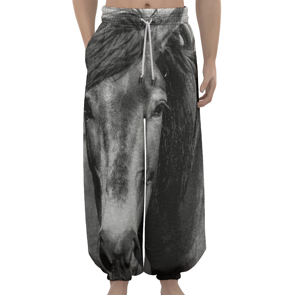 Monochrome Horse Print Lantern Pants