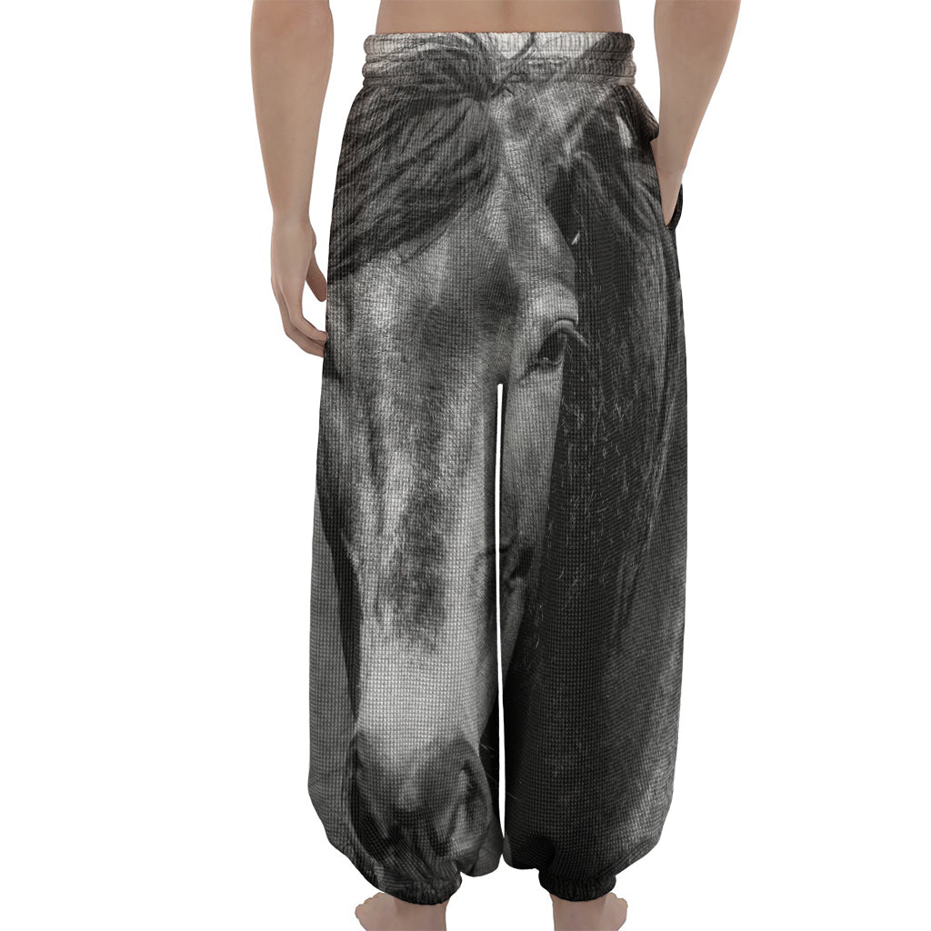 Monochrome Horse Print Lantern Pants