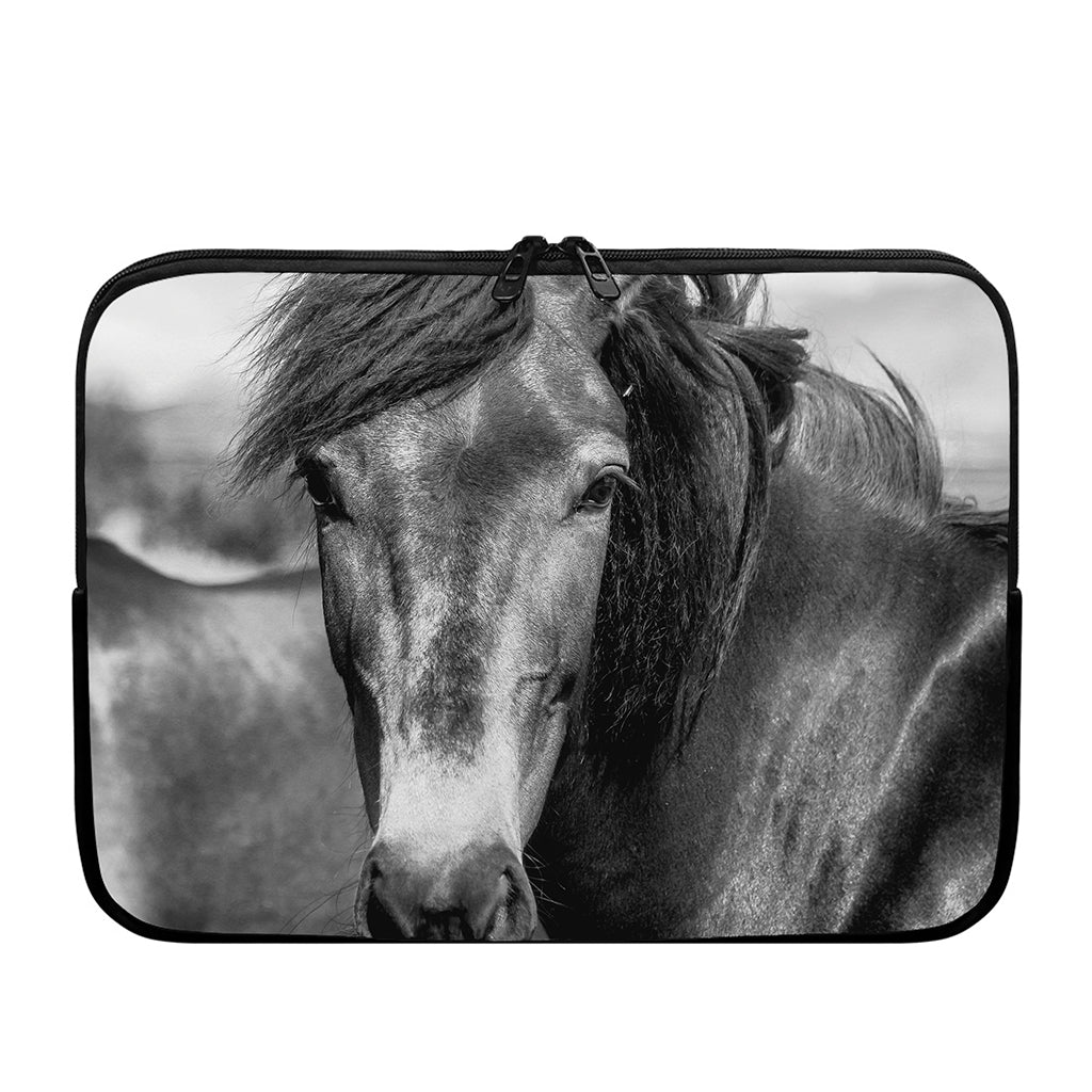 Monochrome Horse Print Laptop Sleeve