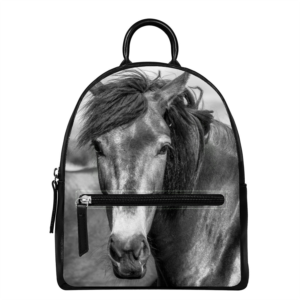 Monochrome Horse Print Leather Backpack