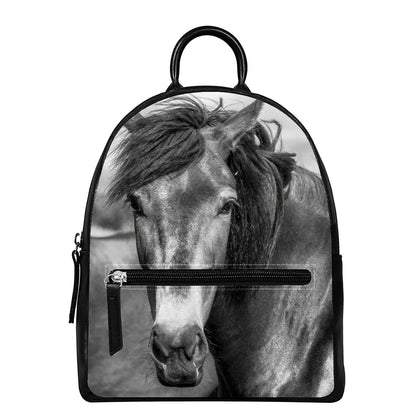 Monochrome Horse Print Leather Backpack