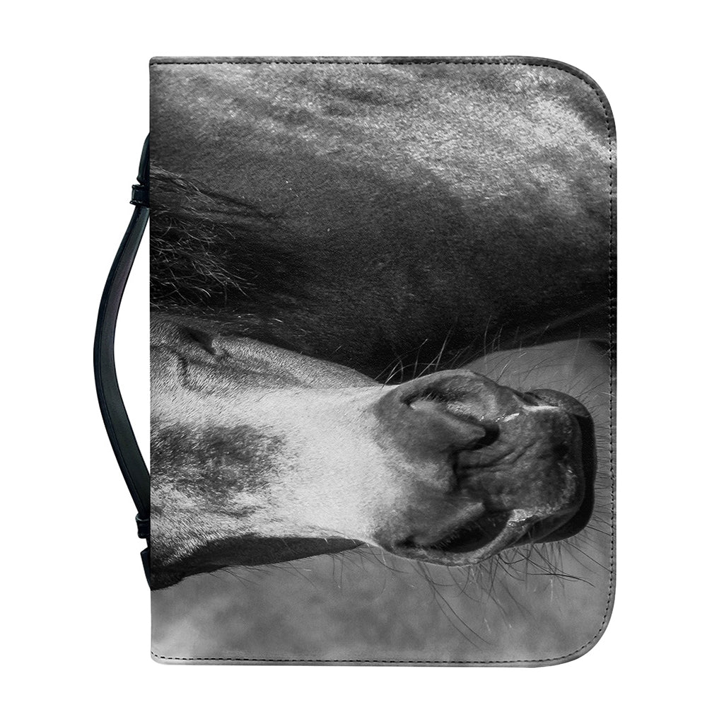Monochrome Horse Print Leather Bible Cover