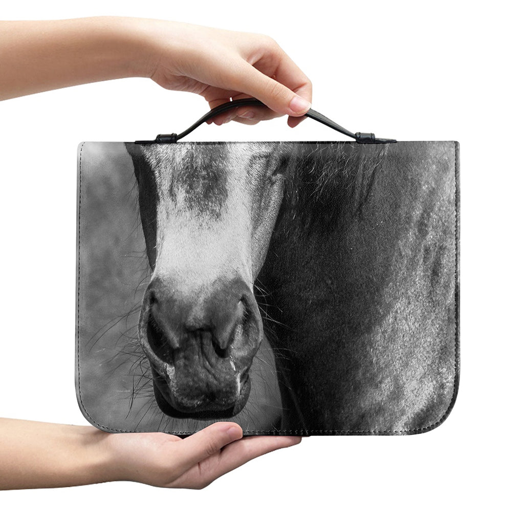 Monochrome Horse Print Leather Bible Cover