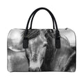 Monochrome Horse Print Leather Duffel Bag
