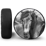 Monochrome Horse Print Leather Spare Tire Cover