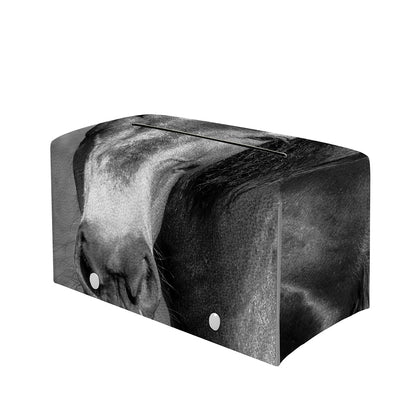 Monochrome Horse Print Leather Tissue Box Cover