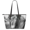 Monochrome Horse Print Leather Tote Bag With Zipper