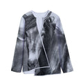 Monochrome Horse Print Long Sleeve Short Coat