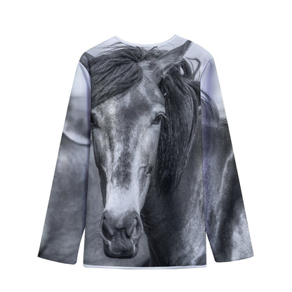 Monochrome Horse Print Long Sleeve Short Coat