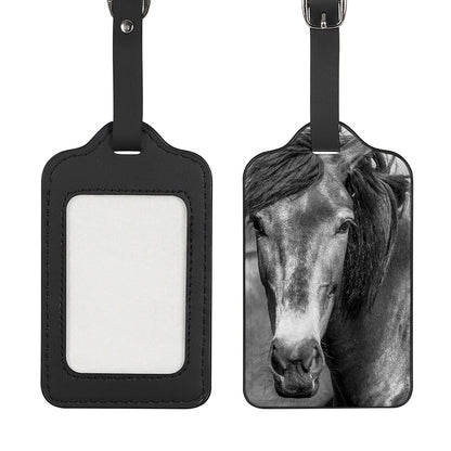 Monochrome Horse Print Luggage Tag