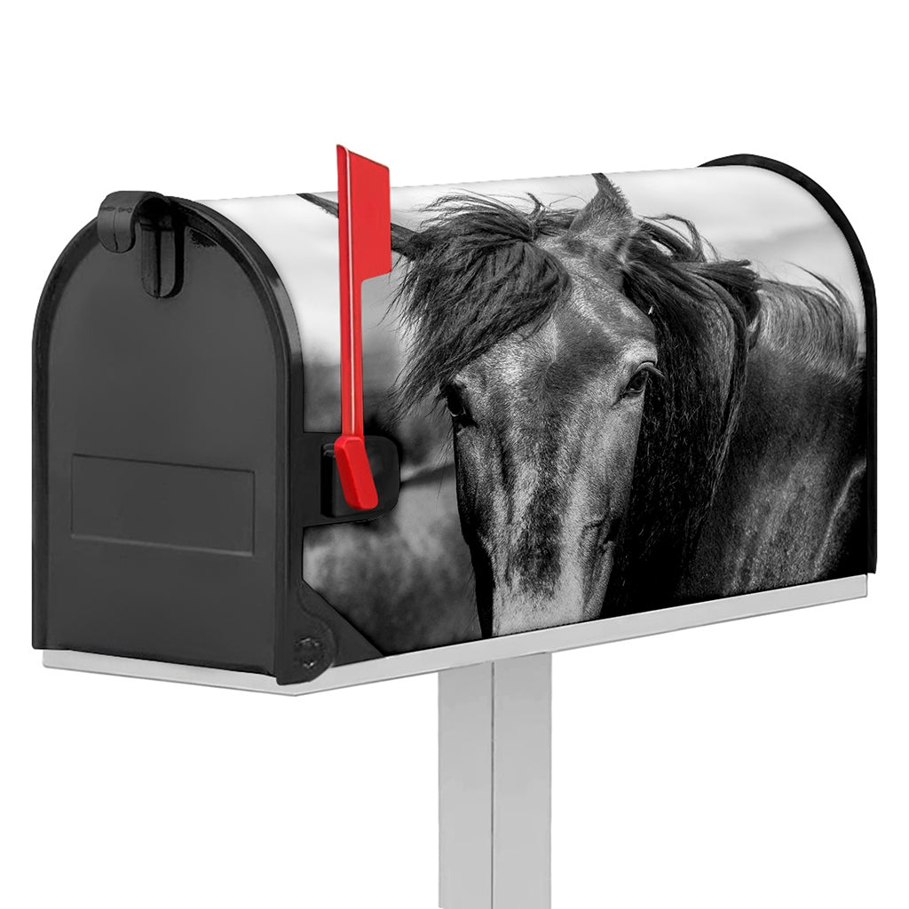 Monochrome Horse Print Mailbox Cover