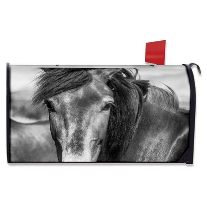 Monochrome Horse Print Mailbox Cover