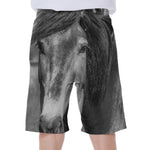 Monochrome Horse Print Men's Beach Shorts