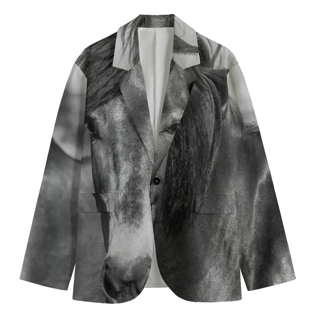 Monochrome Horse Print Men's Blazer