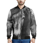Monochrome Horse Print Men's Bomber Jacket