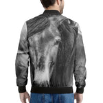 Monochrome Horse Print Men's Bomber Jacket