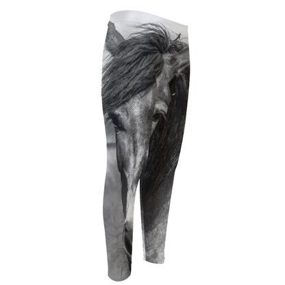Monochrome Horse Print Men's Compression Pants