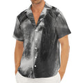 Monochrome Horse Print Men's Deep V-Neck Shirt