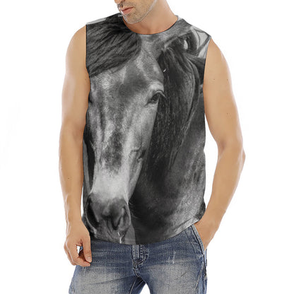 Monochrome Horse Print Men's Fitness Tank Top