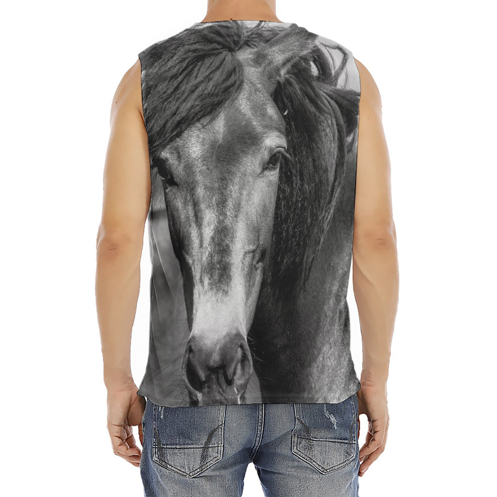 Monochrome Horse Print Men's Fitness Tank Top