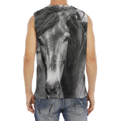Monochrome Horse Print Men's Fitness Tank Top