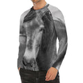 Monochrome Horse Print Men's Long Sleeve Rash Guard