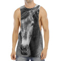 Monochrome Horse Print Men's Muscle Tank Top