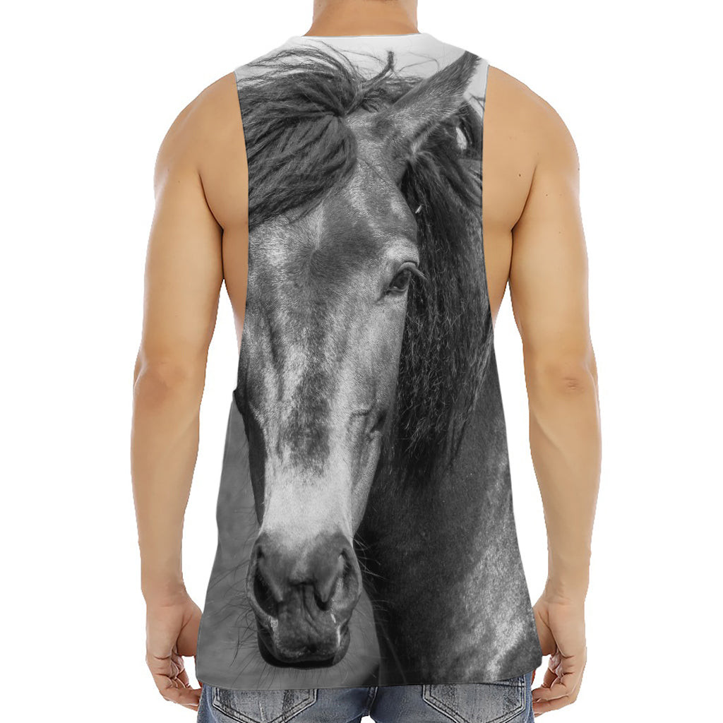 Monochrome Horse Print Men's Muscle Tank Top