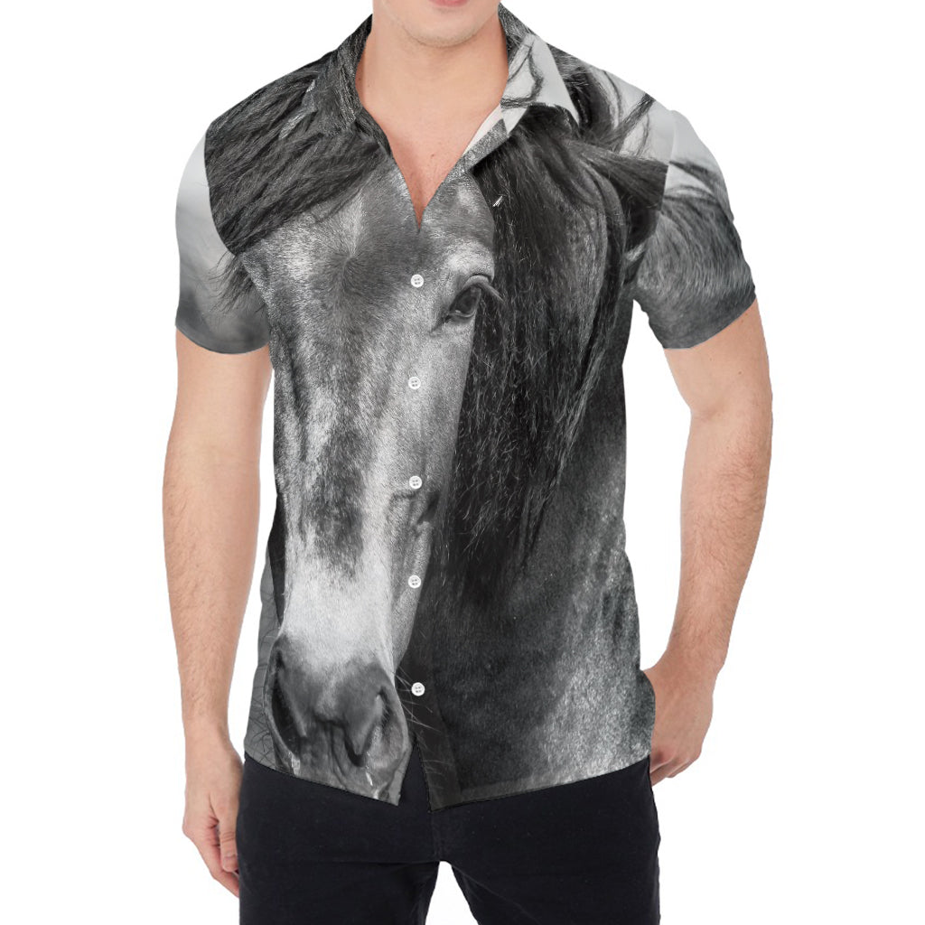 Monochrome Horse Print Men's Shirt