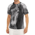 Monochrome Horse Print Men's Short Sleeve Rash Guard