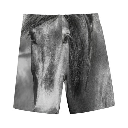 Monochrome Horse Print Men's Sports Shorts
