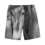Monochrome Horse Print Men's Sports Shorts