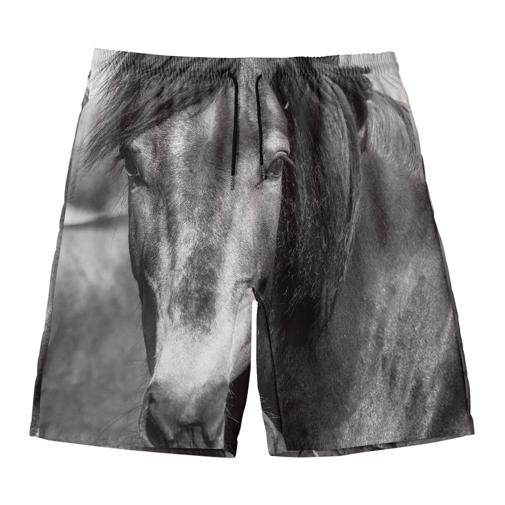 Monochrome Horse Print Men's Swim Trunks