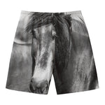 Monochrome Horse Print Men's Swim Trunks