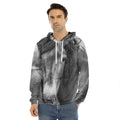 Monochrome Horse Print Men's Velvet Pullover Hoodie