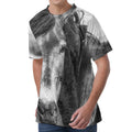 Monochrome Horse Print Men's Velvet T-Shirt