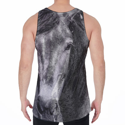 Monochrome Horse Print Men's Velvet Tank Top